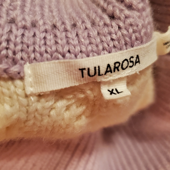 Tularosa Chunky Cream & Lavender Cable Knit Turtleneck Sweater, Size X-Large - Picture 15 of 15